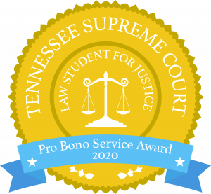Tennessee Supreme Court Law Student for Justice Pro Bono Service Award 2020. Nashville Criminal Defense Attorney Carla Grebert, Nashville DUI Attorney